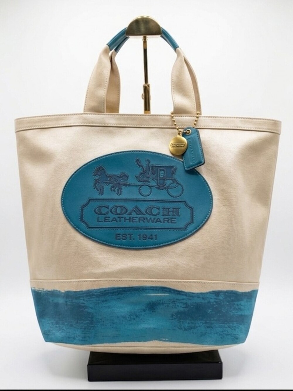 HUGE Coach Limited Edition Canvas Beach Tote - Teal Perfect Pool Bag
